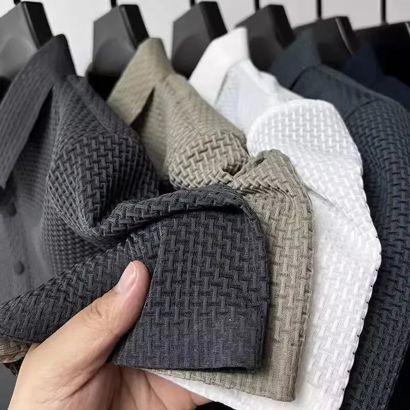 Ice Silk Waffle Knit Short Sleeve