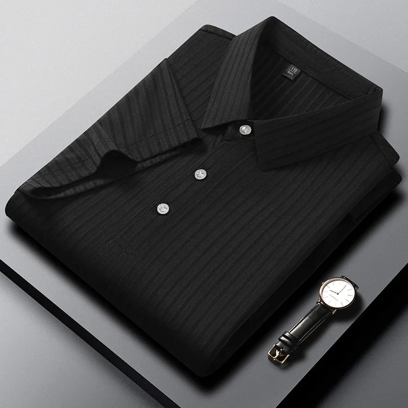 Men's Textured Stripe Polo Shirt