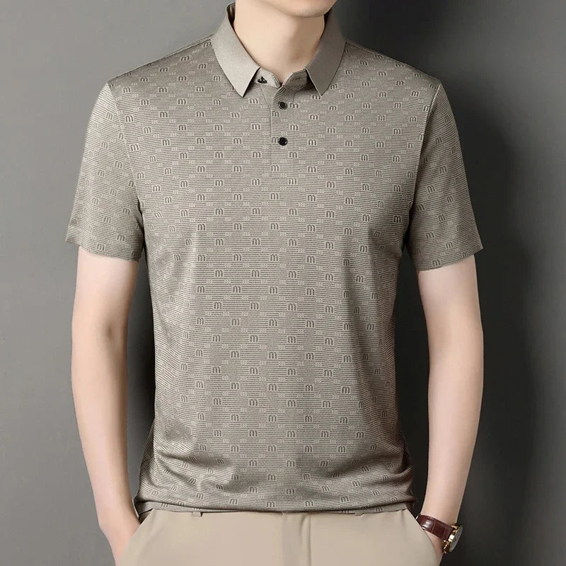 Men's Stretch Print Polo Shirt