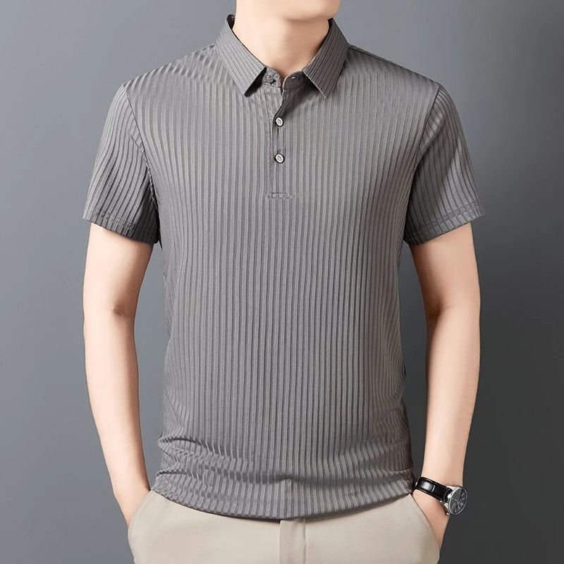 Men's Textured Stripe Polo Shirt