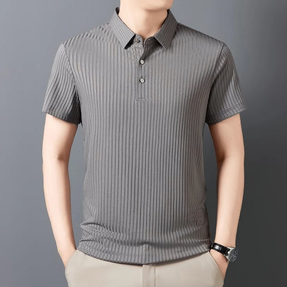 Men's Textured Stripe Polo Shirt