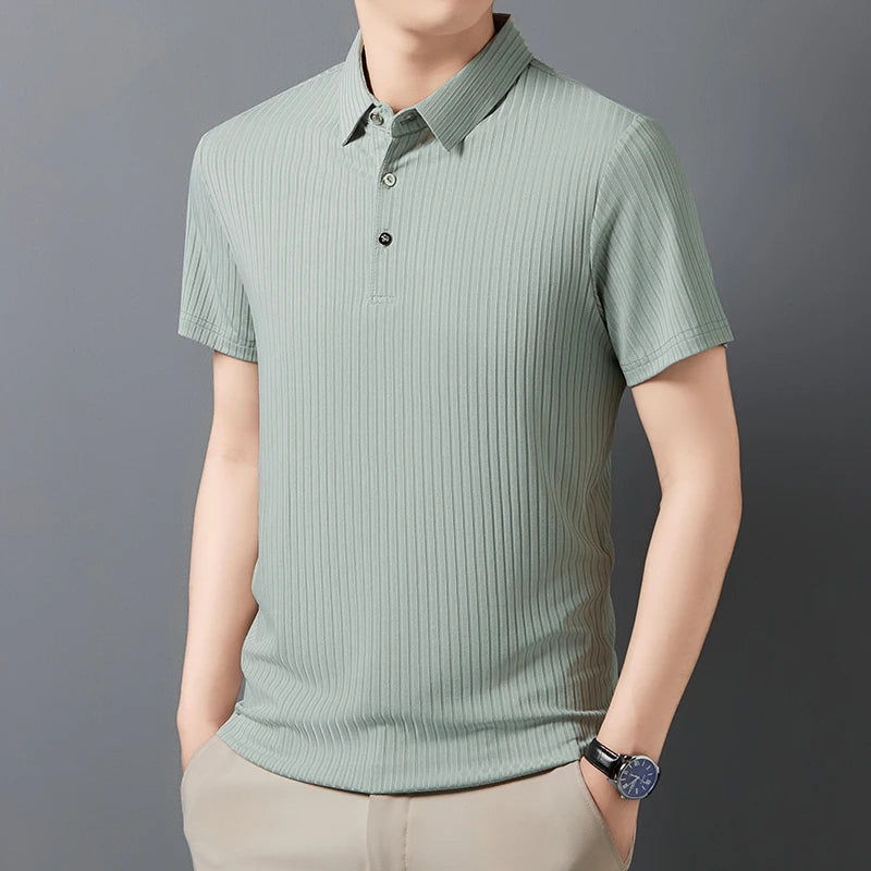 Men's Textured Stripe Polo Shirt