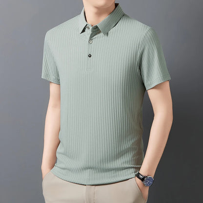 Men's Textured Stripe Polo Shirt
