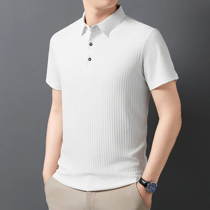 Men's Textured Stripe Polo Shirt
