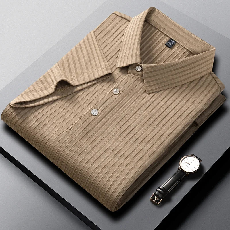 Men's Textured Stripe Polo Shirt