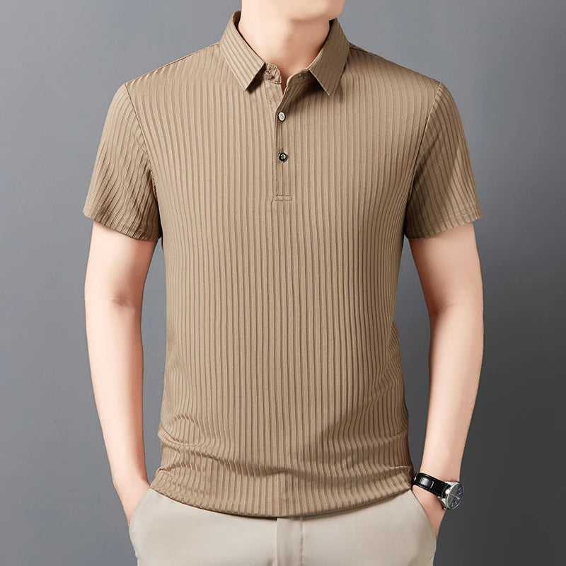 Men's Textured Stripe Polo Shirt