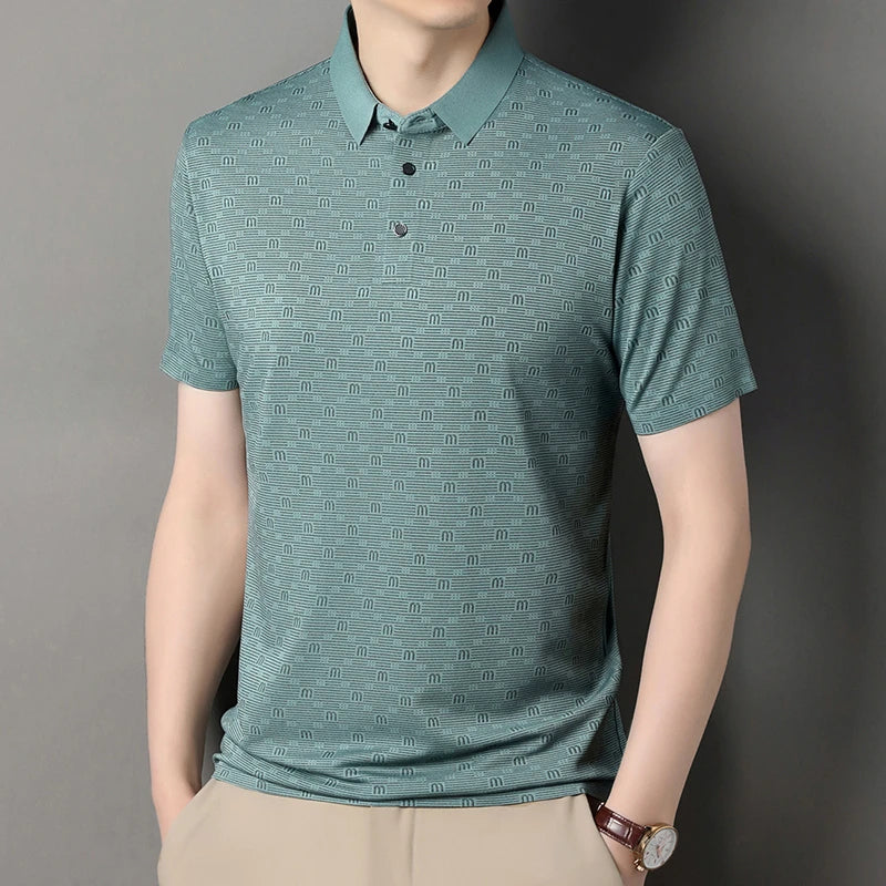 Men's Stretch Print Polo Shirt