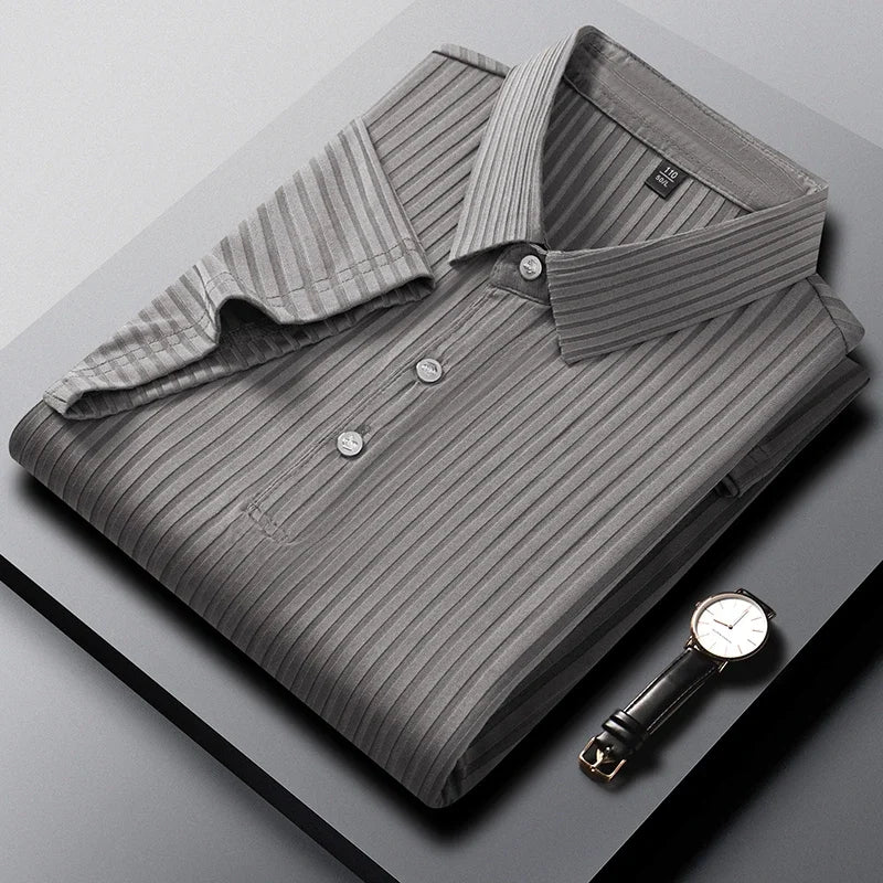 Men's Textured Stripe Polo Shirt