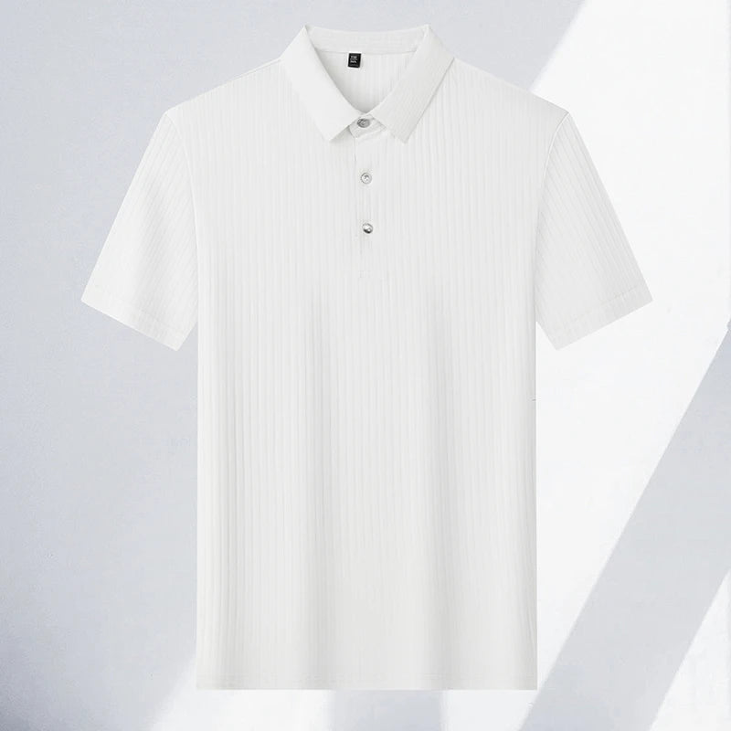 Men's Textured Stripe Polo Shirt