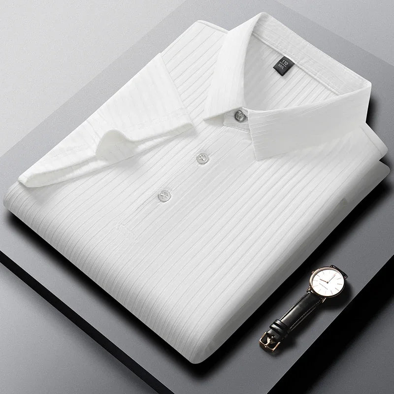 Men's Textured Stripe Polo Shirt