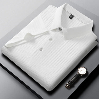 Men's Textured Stripe Polo Shirt
