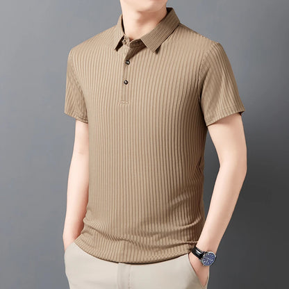 Men's Textured Stripe Polo Shirt