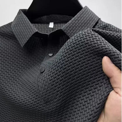 Men's Ice-Silk Waffle-Knit Short-Sleeve Polo