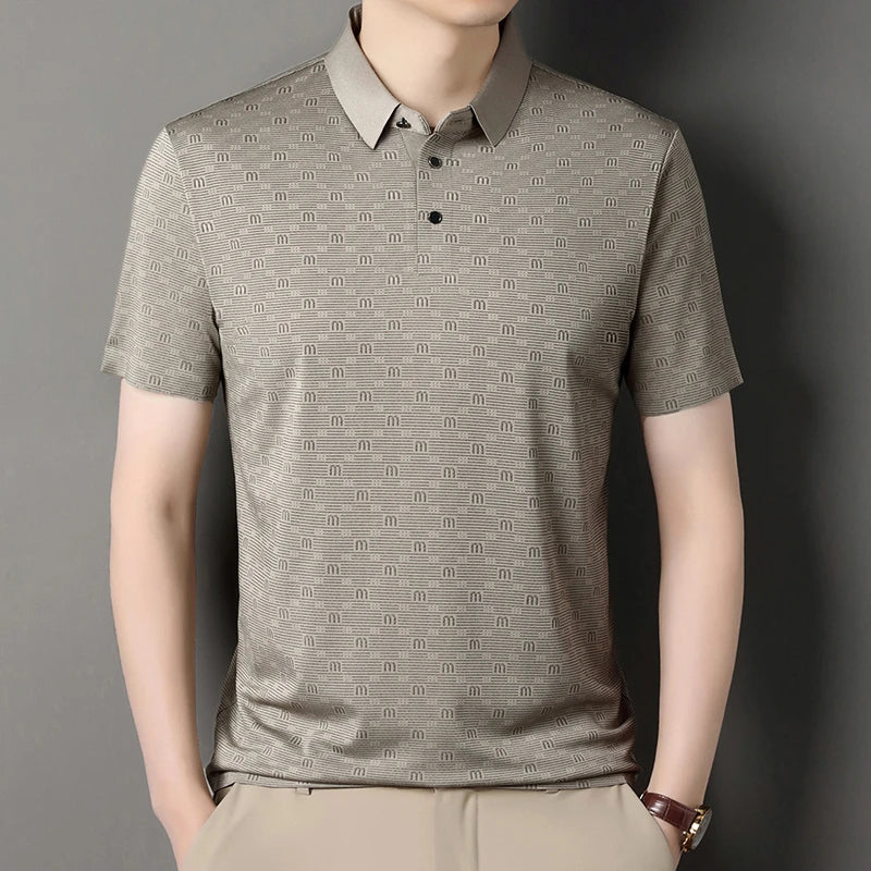 Men's Stretch Print Polo Shirt