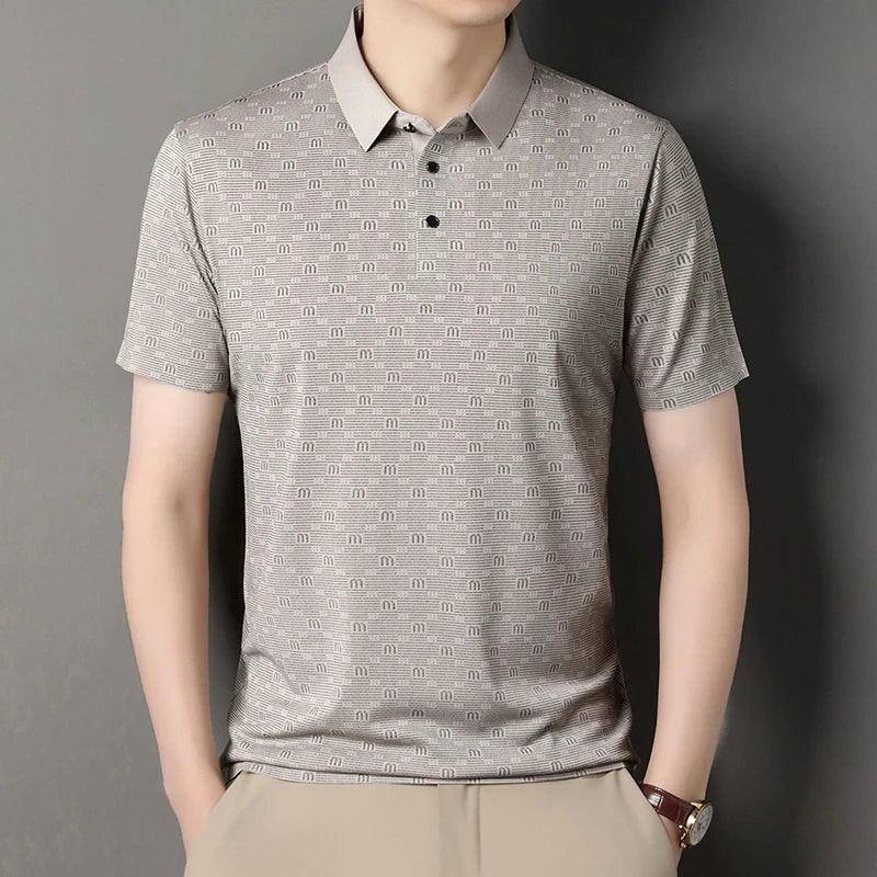Men's Stretch Print Polo Shirt