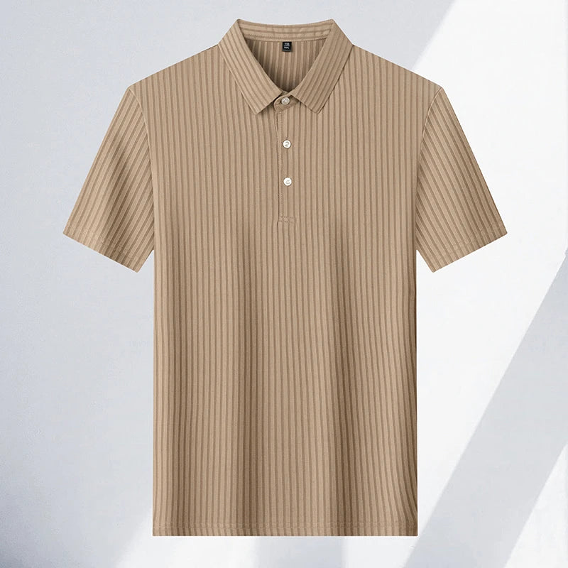 Men's Textured Stripe Polo Shirt