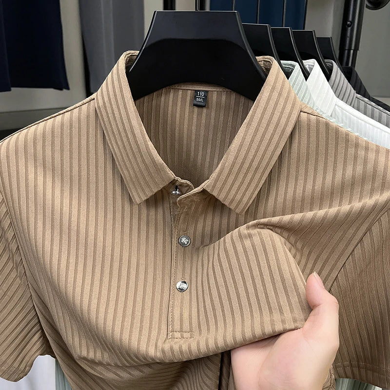 Men's Textured Stripe Polo Shirt