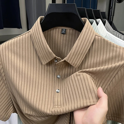 Men's Textured Stripe Polo Shirt