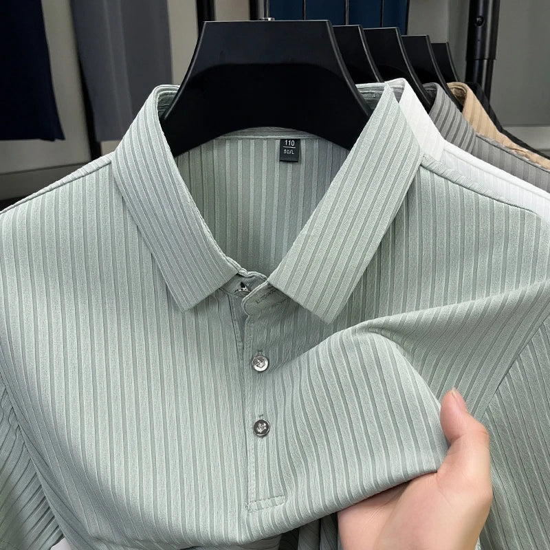 Men's Textured Stripe Polo Shirt