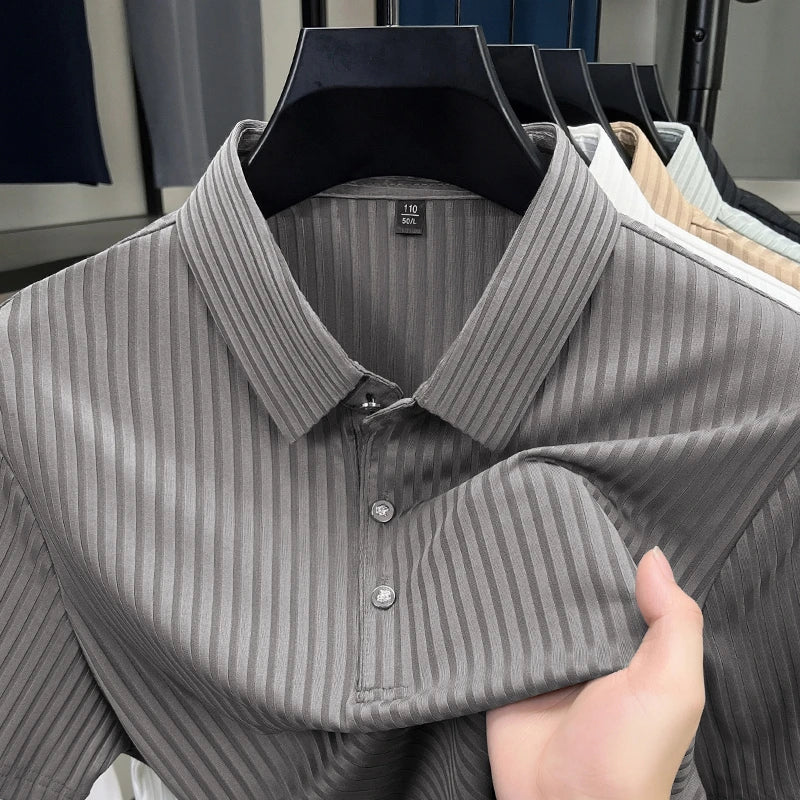 Men's Textured Stripe Polo Shirt