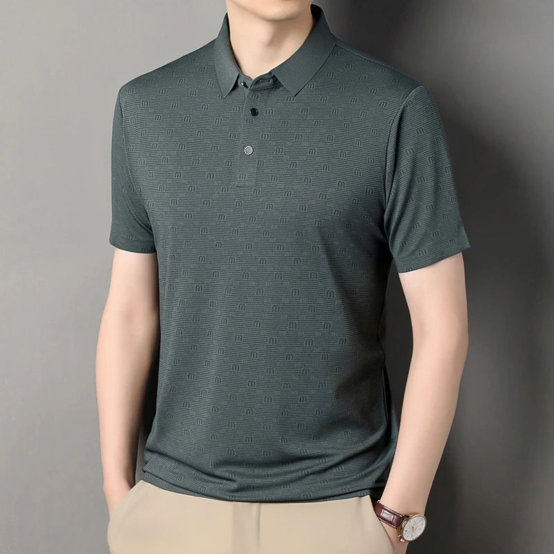 Men's Stretch Print Polo Shirt