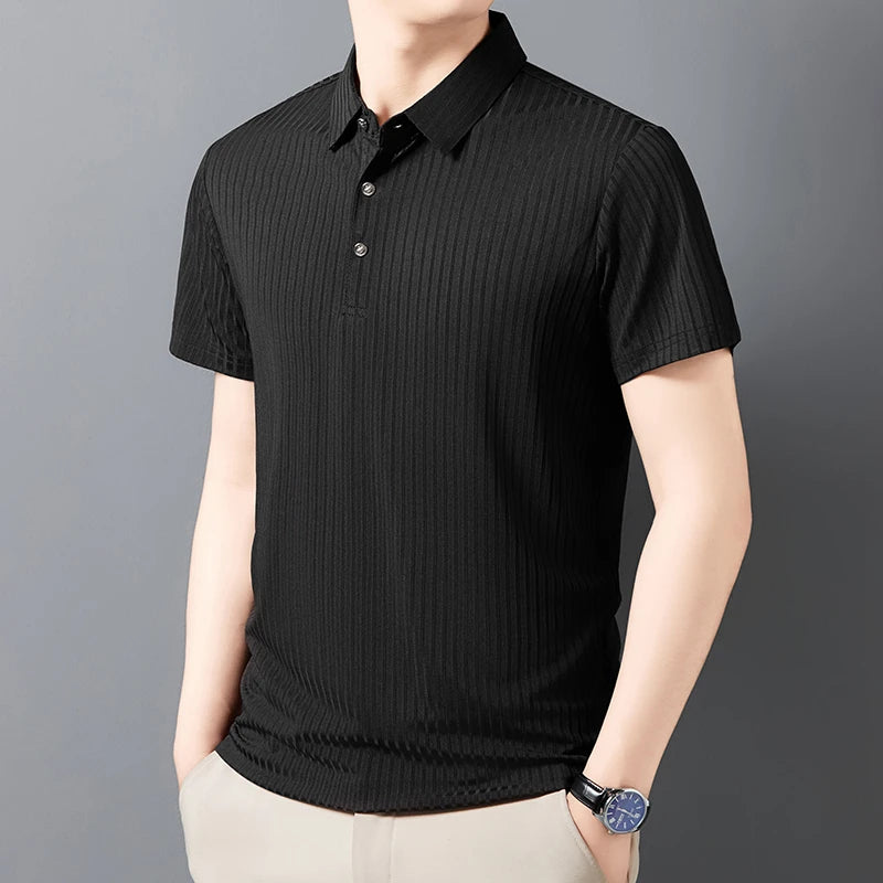 Men's Textured Stripe Polo Shirt