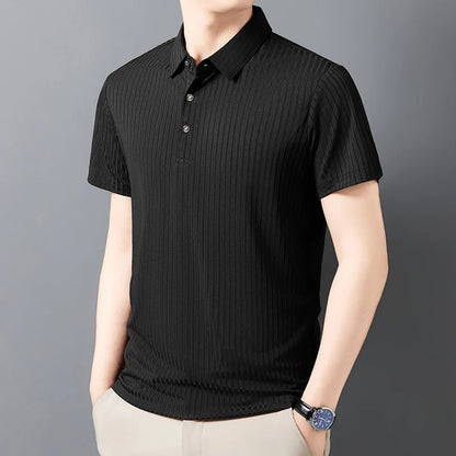 Men's Textured Stripe Polo Shirt