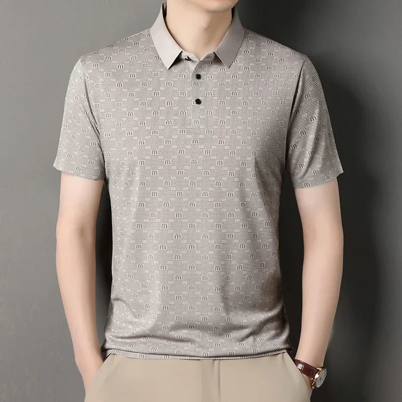 Men's Stretch Print Polo Shirt