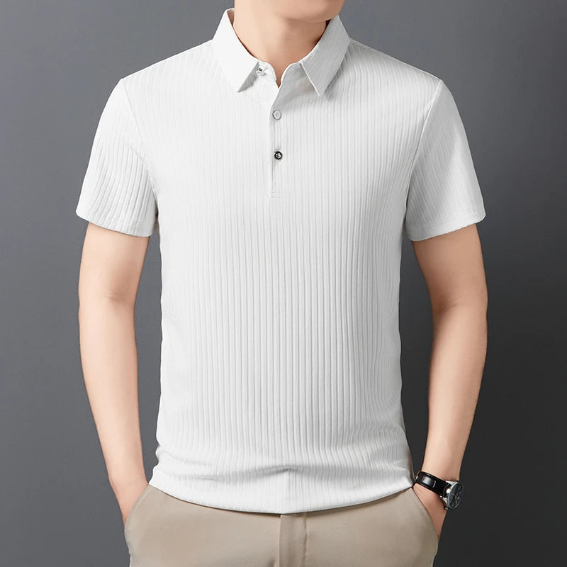 Men's Textured Stripe Polo Shirt