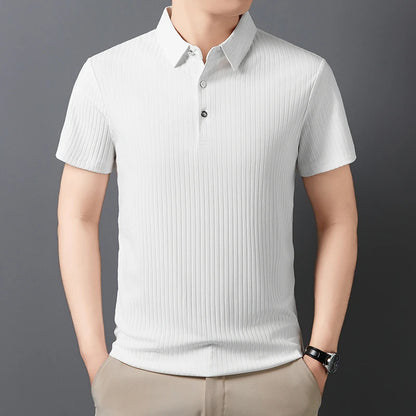 Men's Textured Stripe Polo Shirt