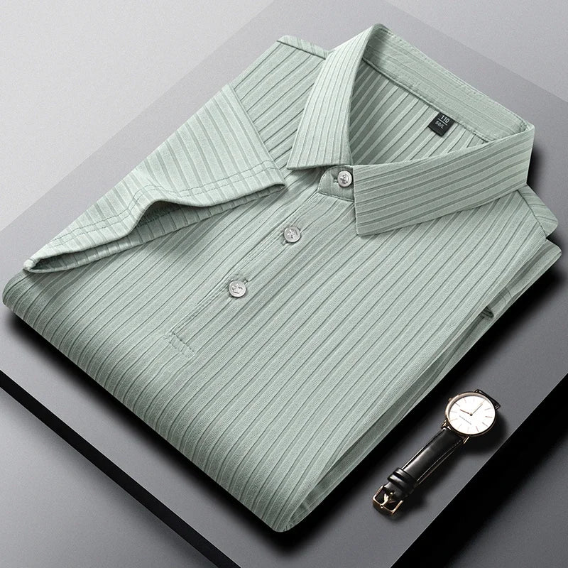 Men's Textured Stripe Polo Shirt