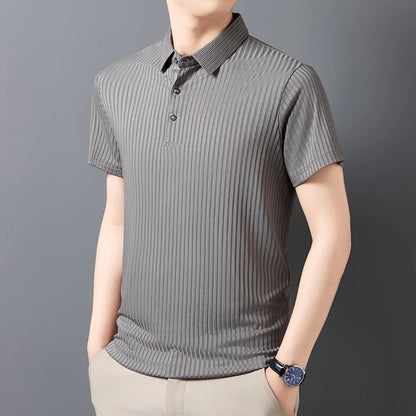 Men's Textured Stripe Polo Shirt