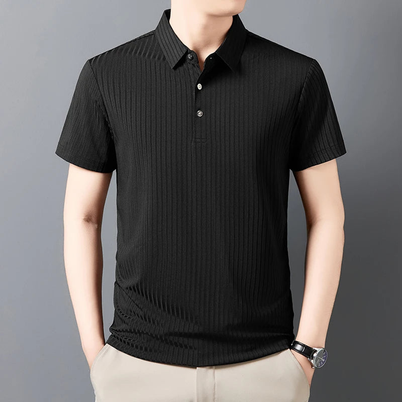 Men's Textured Stripe Polo Shirt