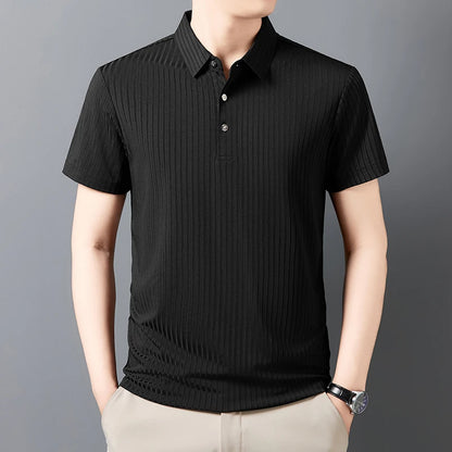 Men's Textured Stripe Polo Shirt