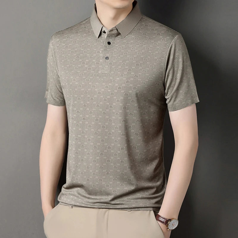 Men's Stretch Print Polo Shirt