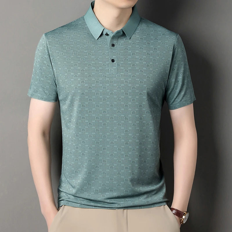 Men's Stretch Print Polo Shirt