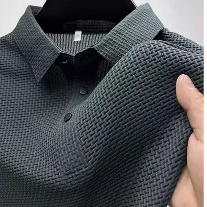 Men's Ice-Silk Waffle-Knit Short-Sleeve Polo