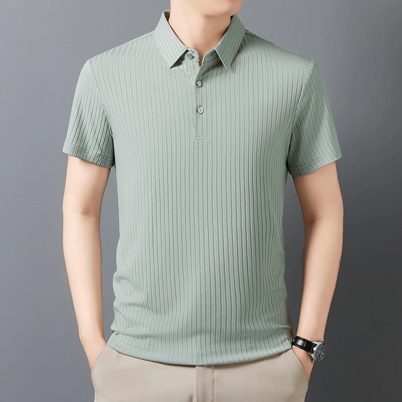 Men's Textured Stripe Polo Shirt