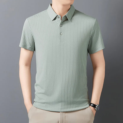 Men's Textured Stripe Polo Shirt