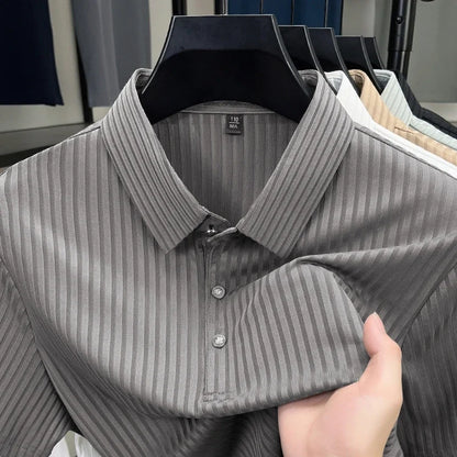 Men's Textured Stripe Polo Shirt