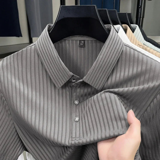 Men's Textured Stripe Polo Shirt